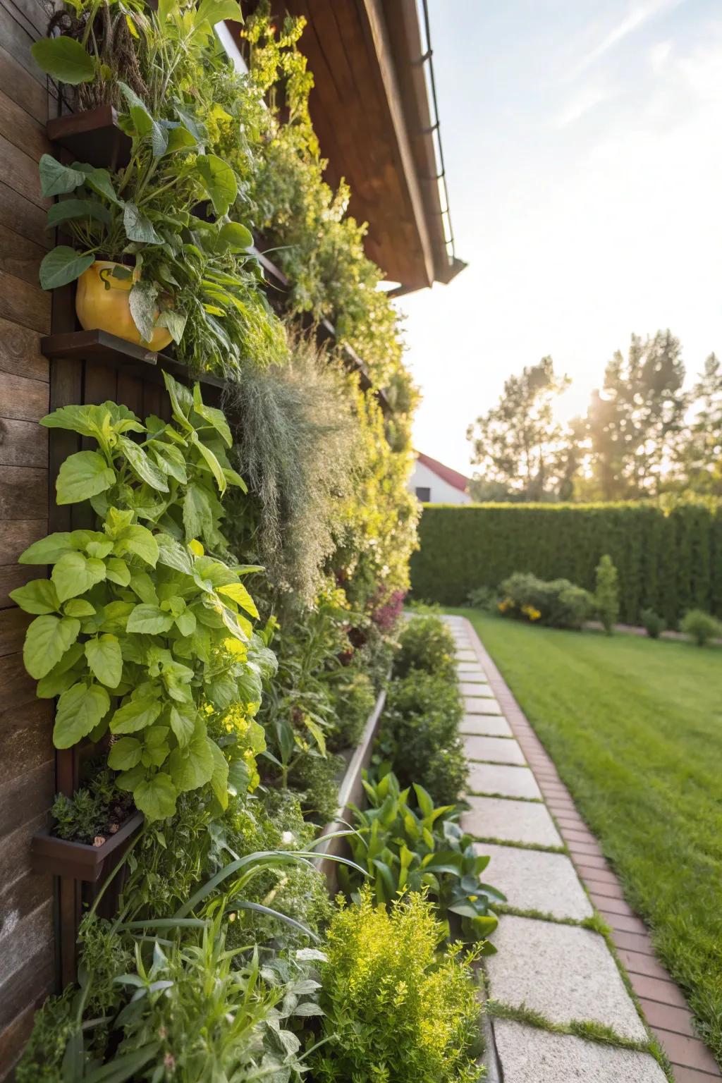 Utilize your vertical space with a green wall of plants.