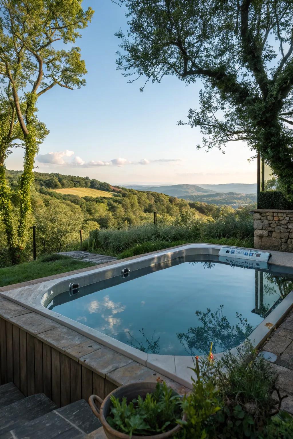 A reflective pool adds elegance and tranquility to your hot tub area.