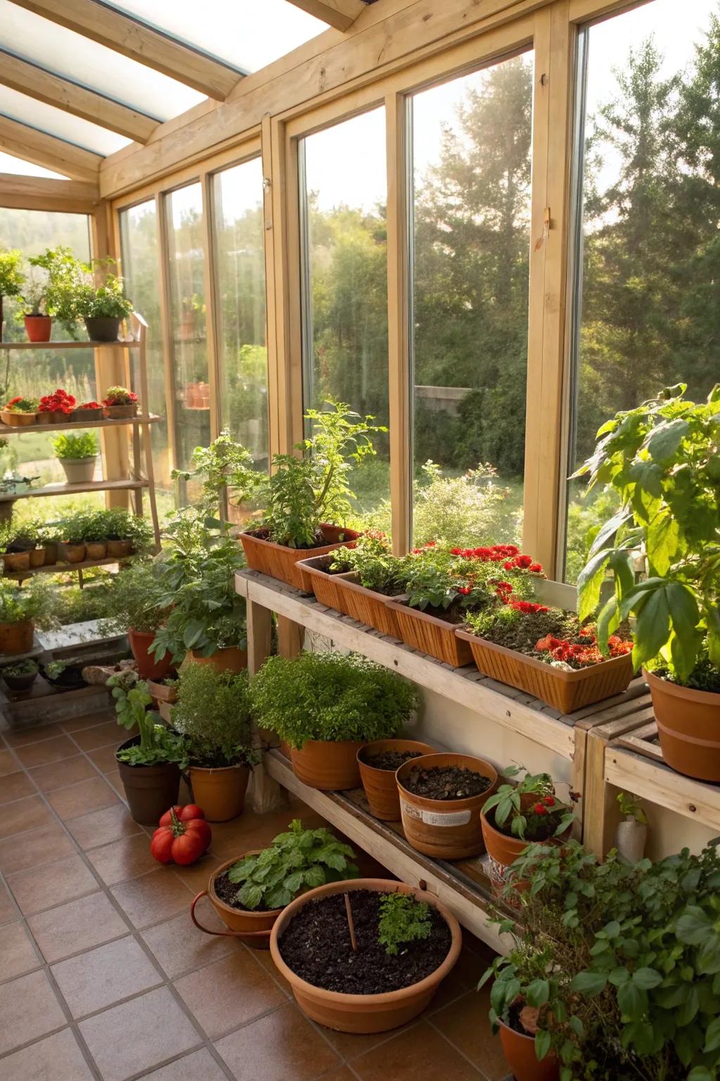 Grow fresh produce with a sunroom vegetable garden.