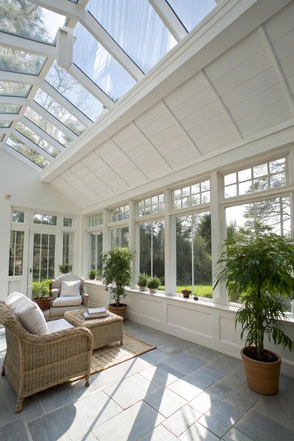 White ceilings enhance brightness and openness.