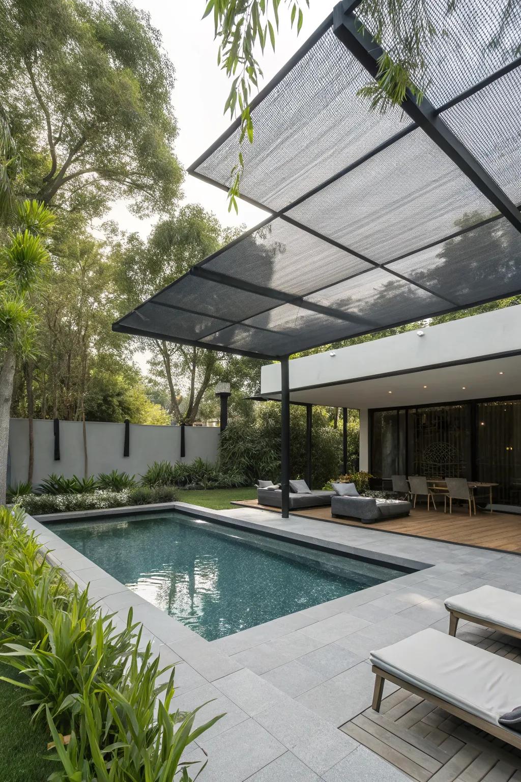 Keep it sleek with flexible mesh covers for your pool.