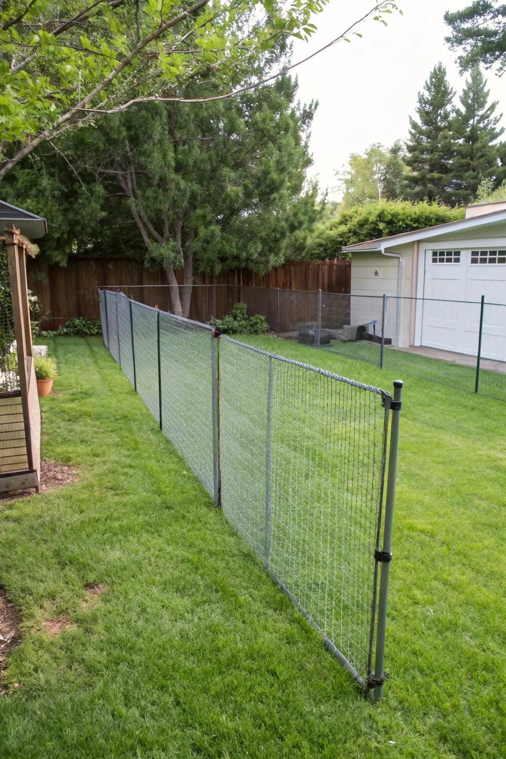 Lightweight mesh fencing is easy to move and set up.