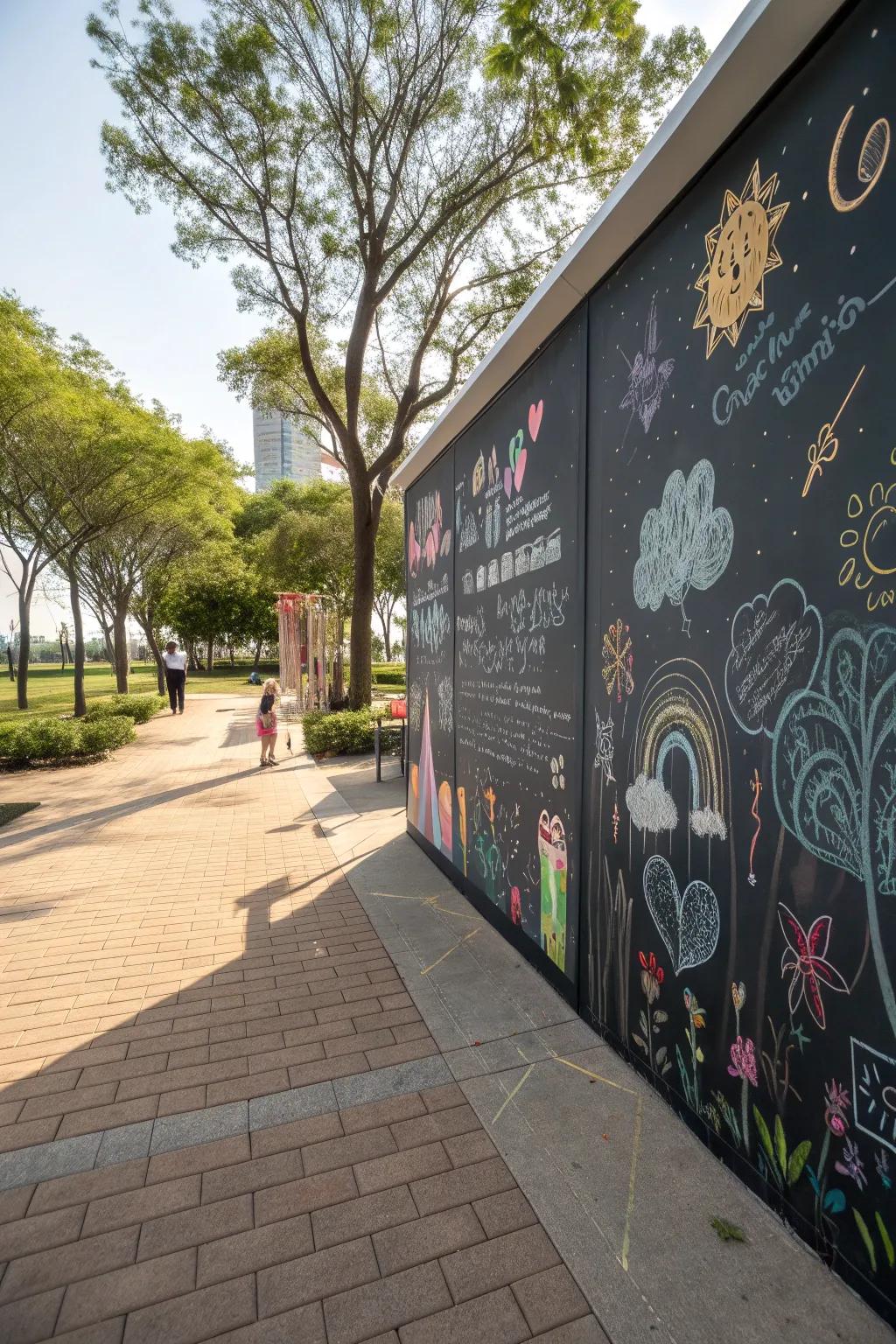 Chalkboard walls invite creativity and interaction.