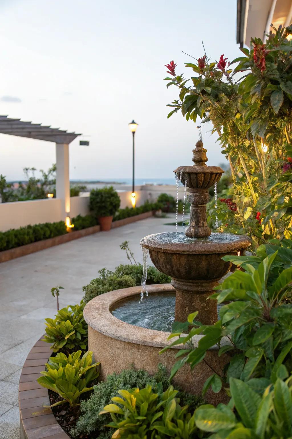 Introduce tranquility with water features.