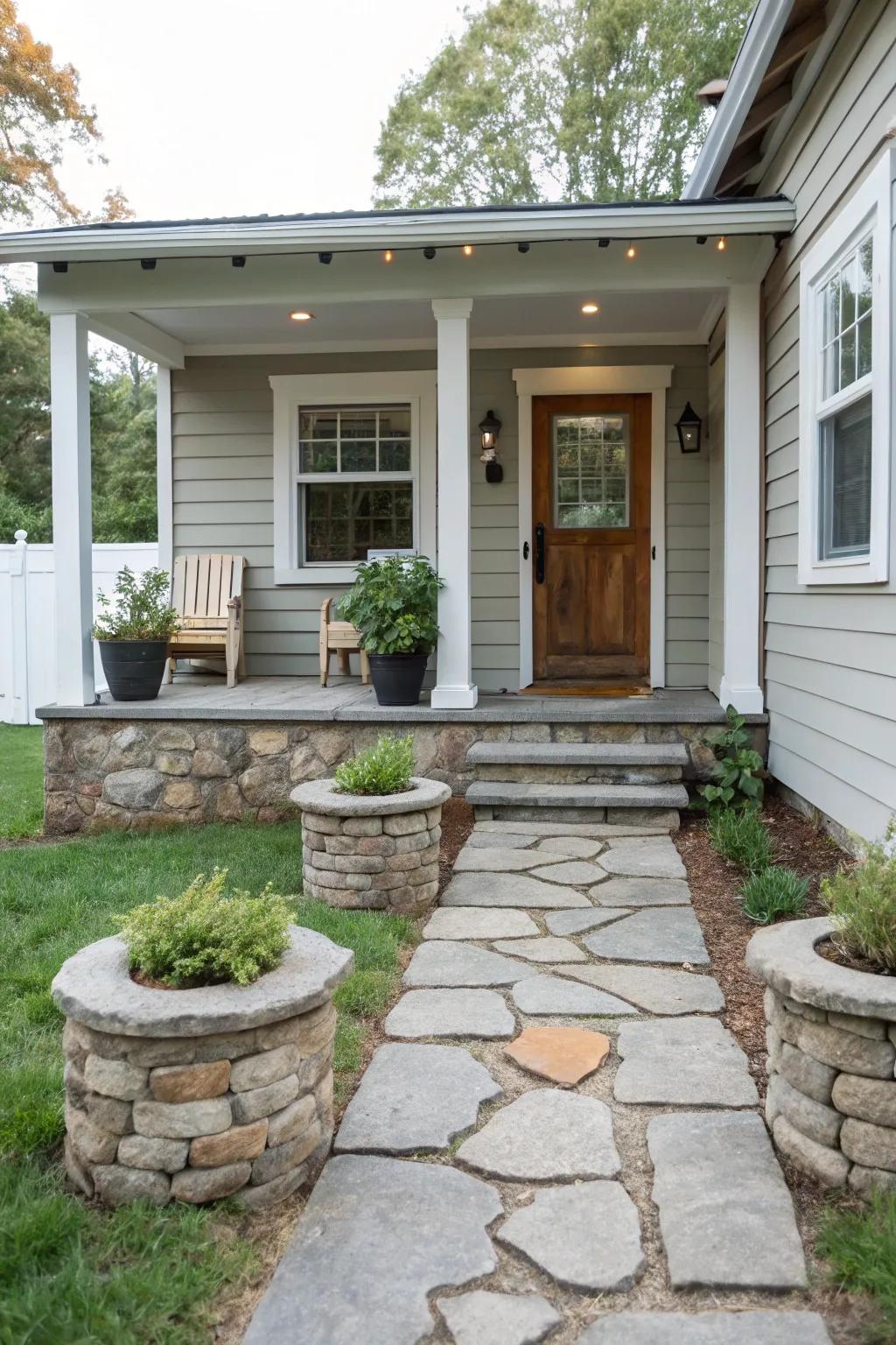 Elegance with natural stone elements.