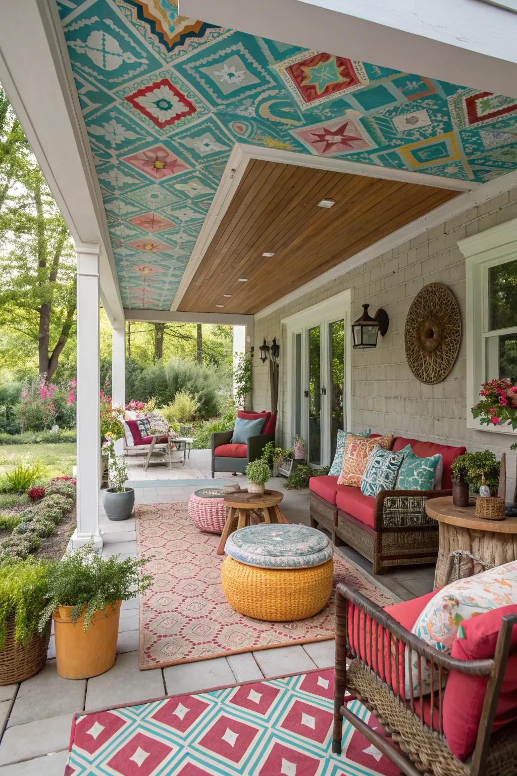 An eclectic mix of styles makes for a truly unique ceiling.