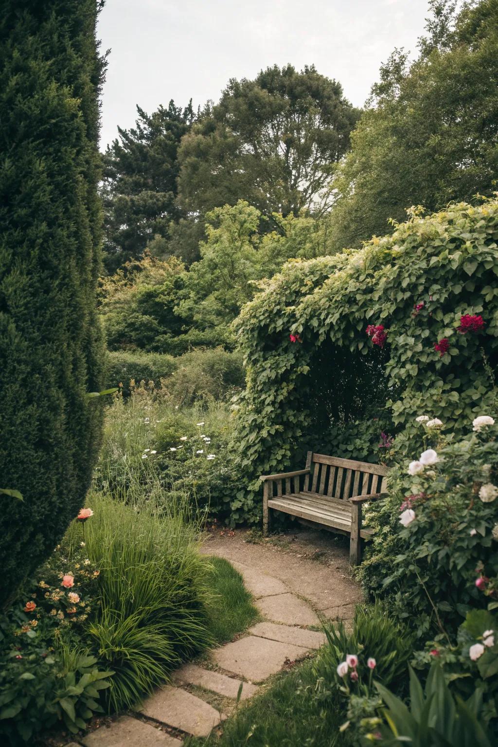 A secret garden hideaway offering a peaceful retreat.