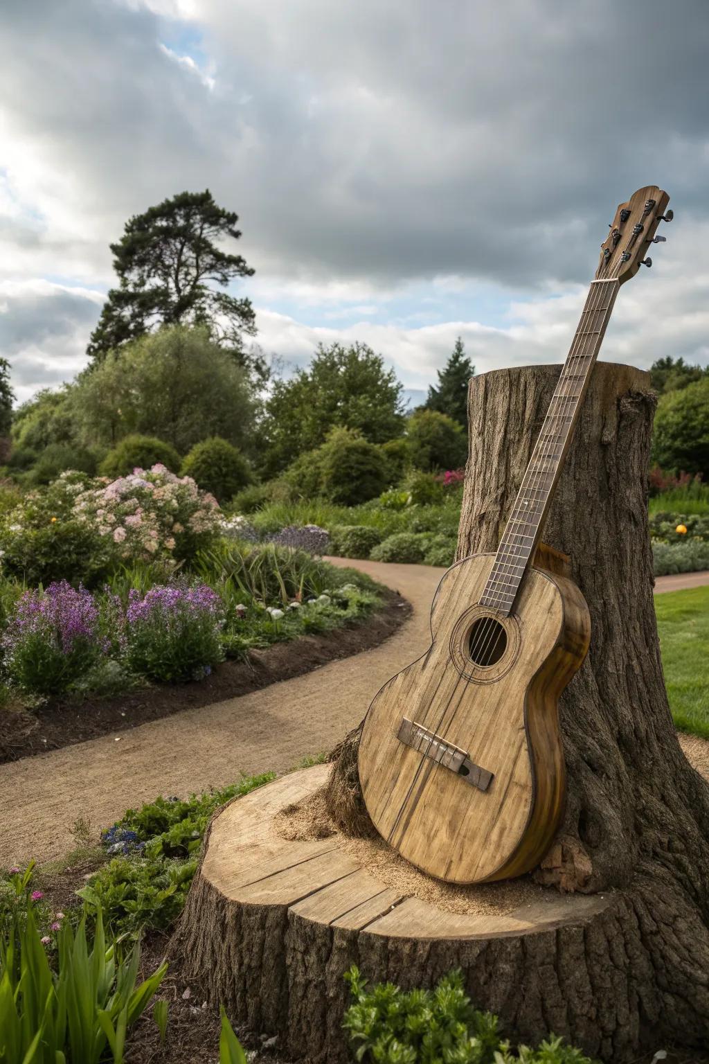 Celebrate music with instrument-inspired carvings.