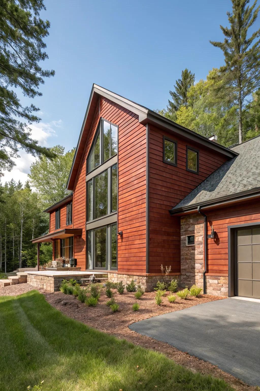 Brick red exteriors offer a classic and strong impression.