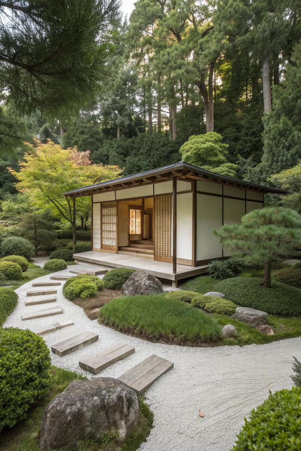 Zen cabins offer a peaceful retreat focused on simplicity and harmony.