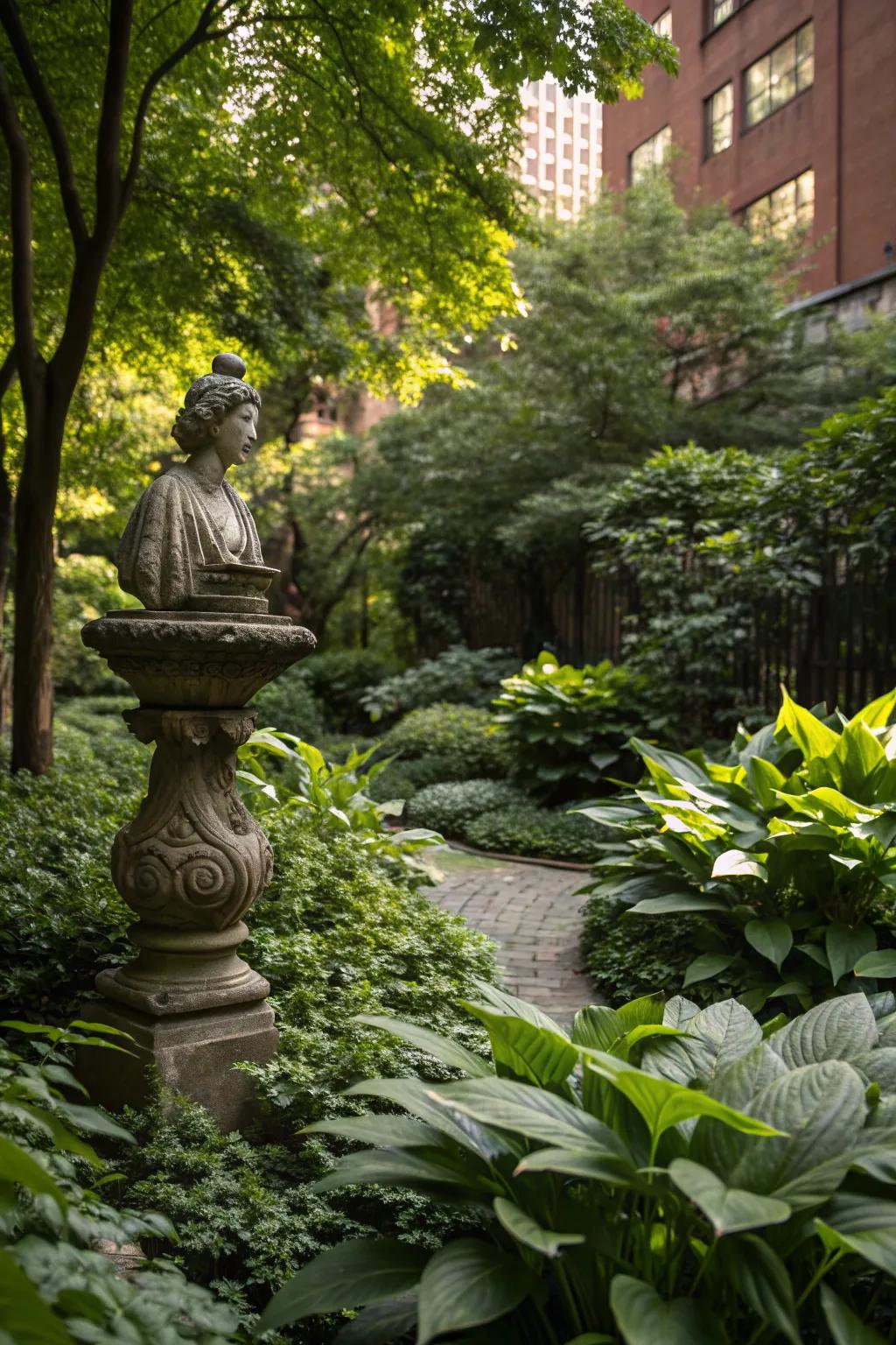 Add personality to your garden with sculptures.