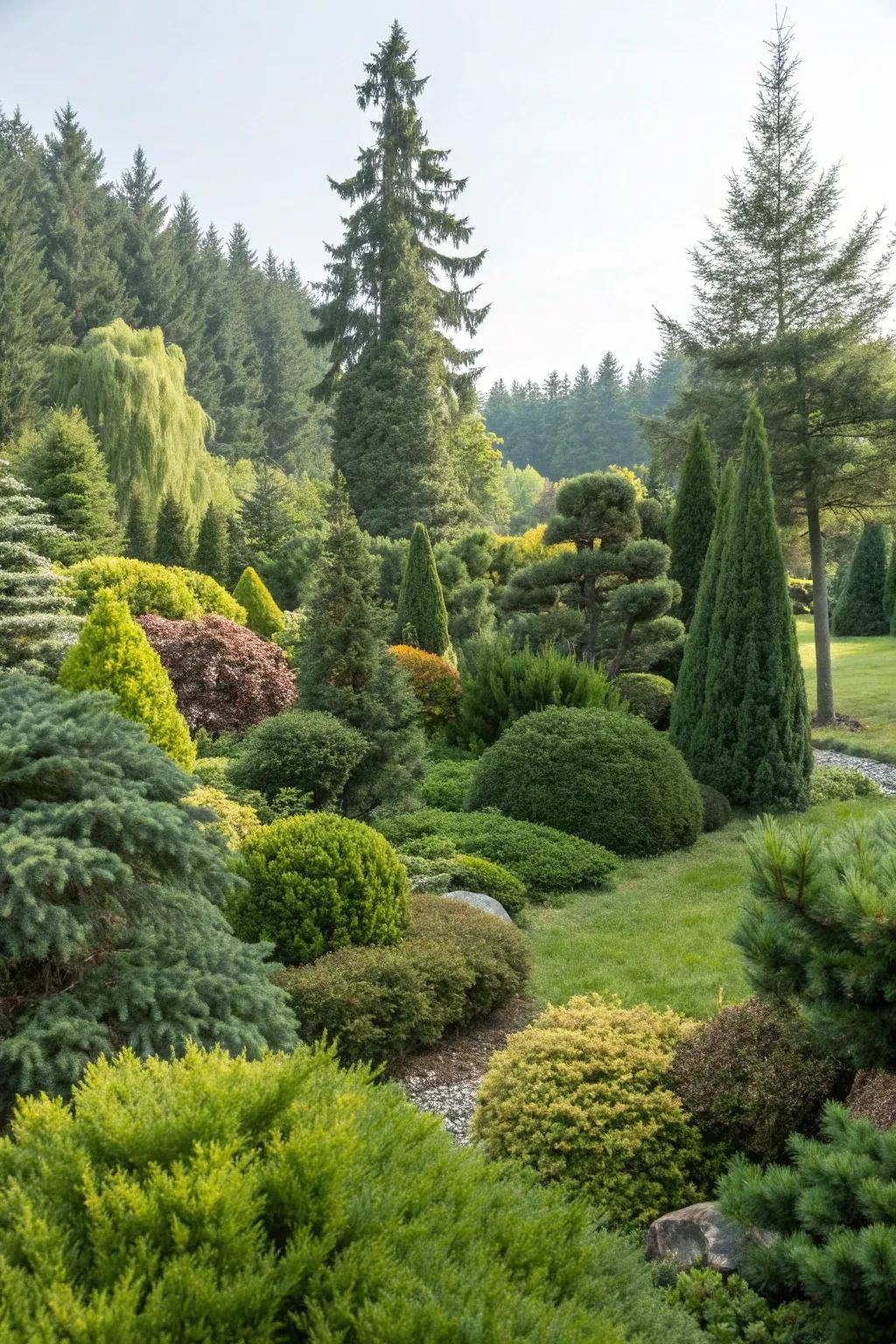 Evergreens that provide year-round color and structure.