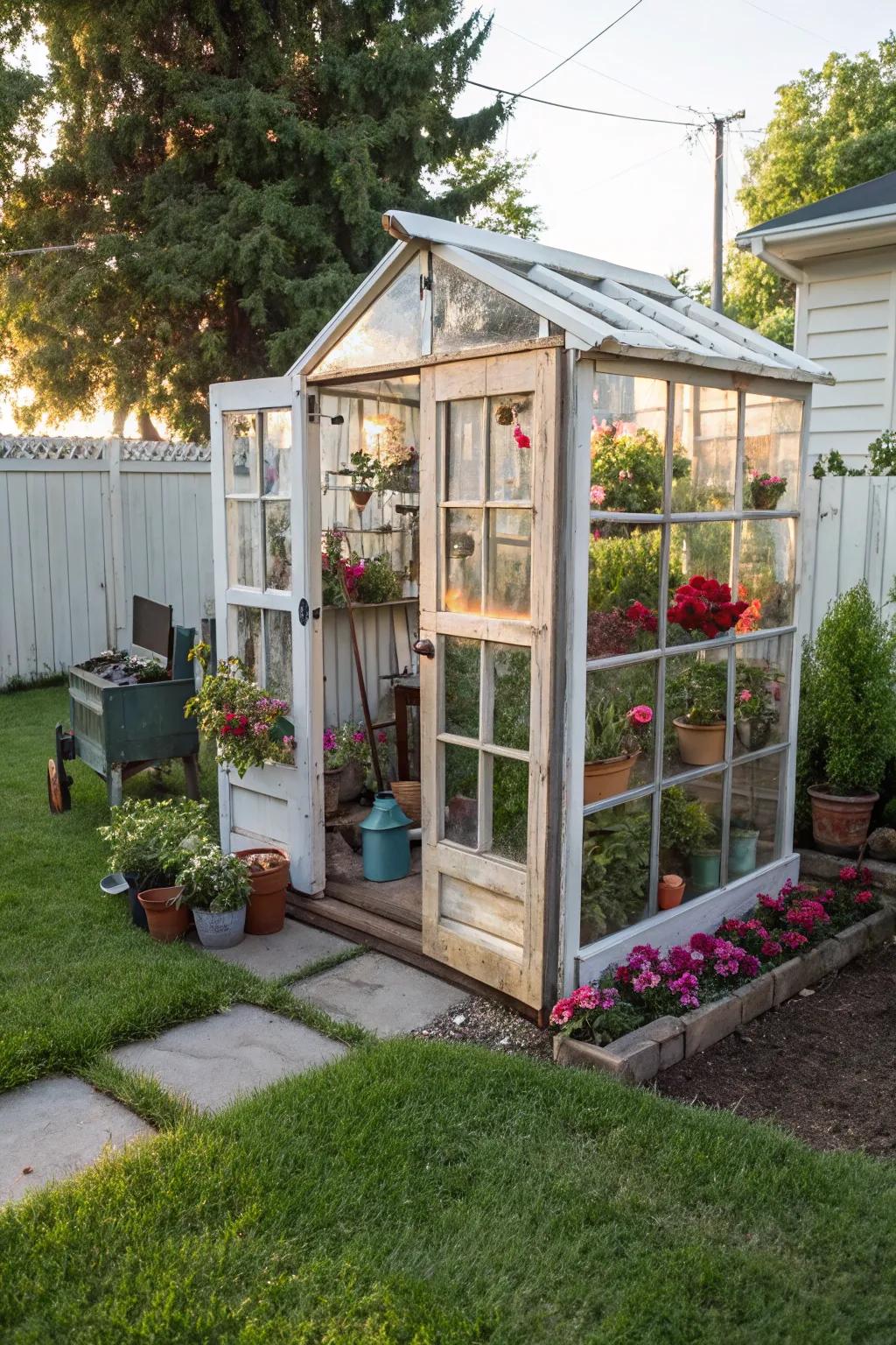 A charming mini greenhouse for nurturing plants.