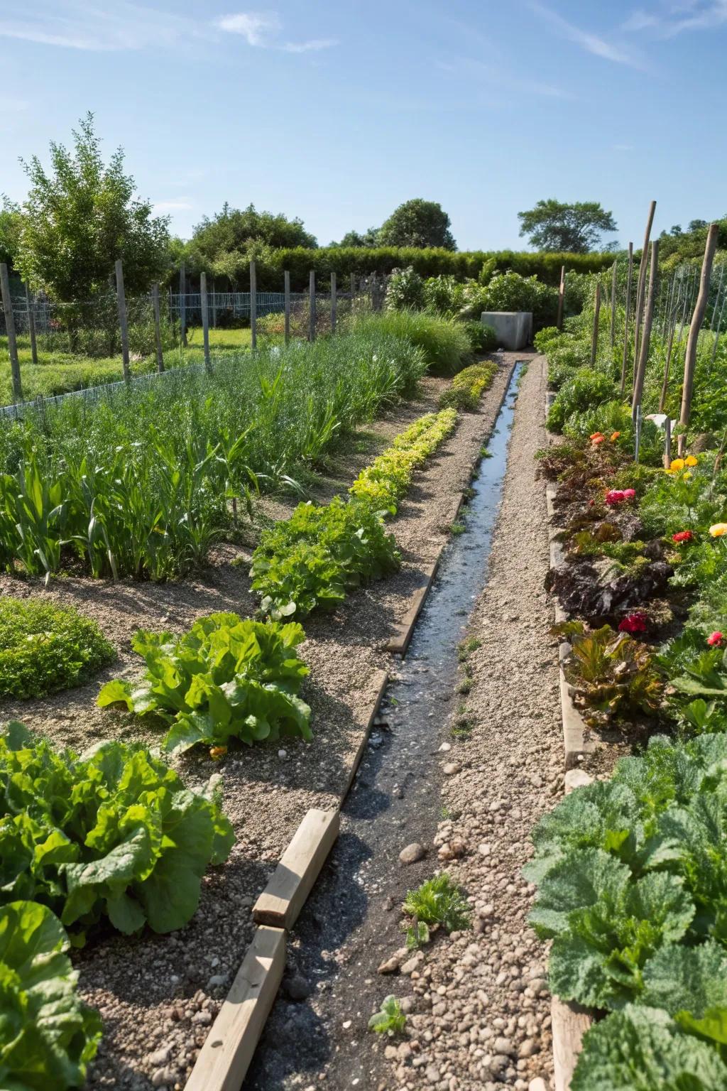 Permeable paths support water management in gardens.