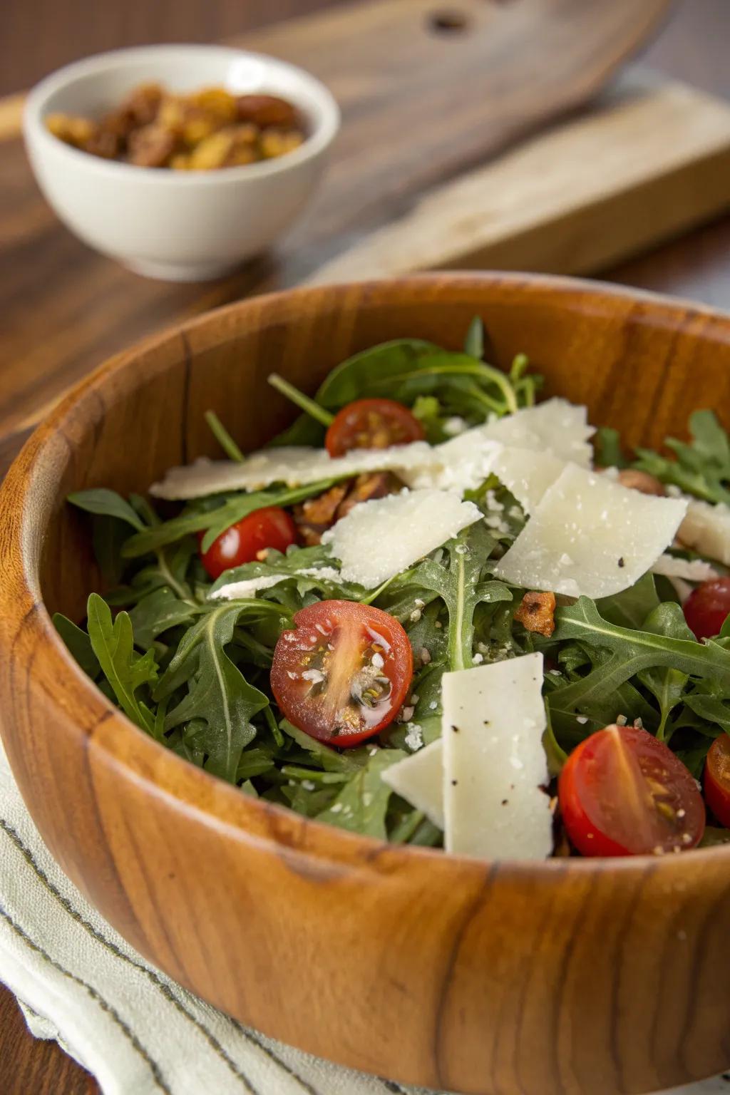 Spicy arugula leaves add a bold flavor to salads.