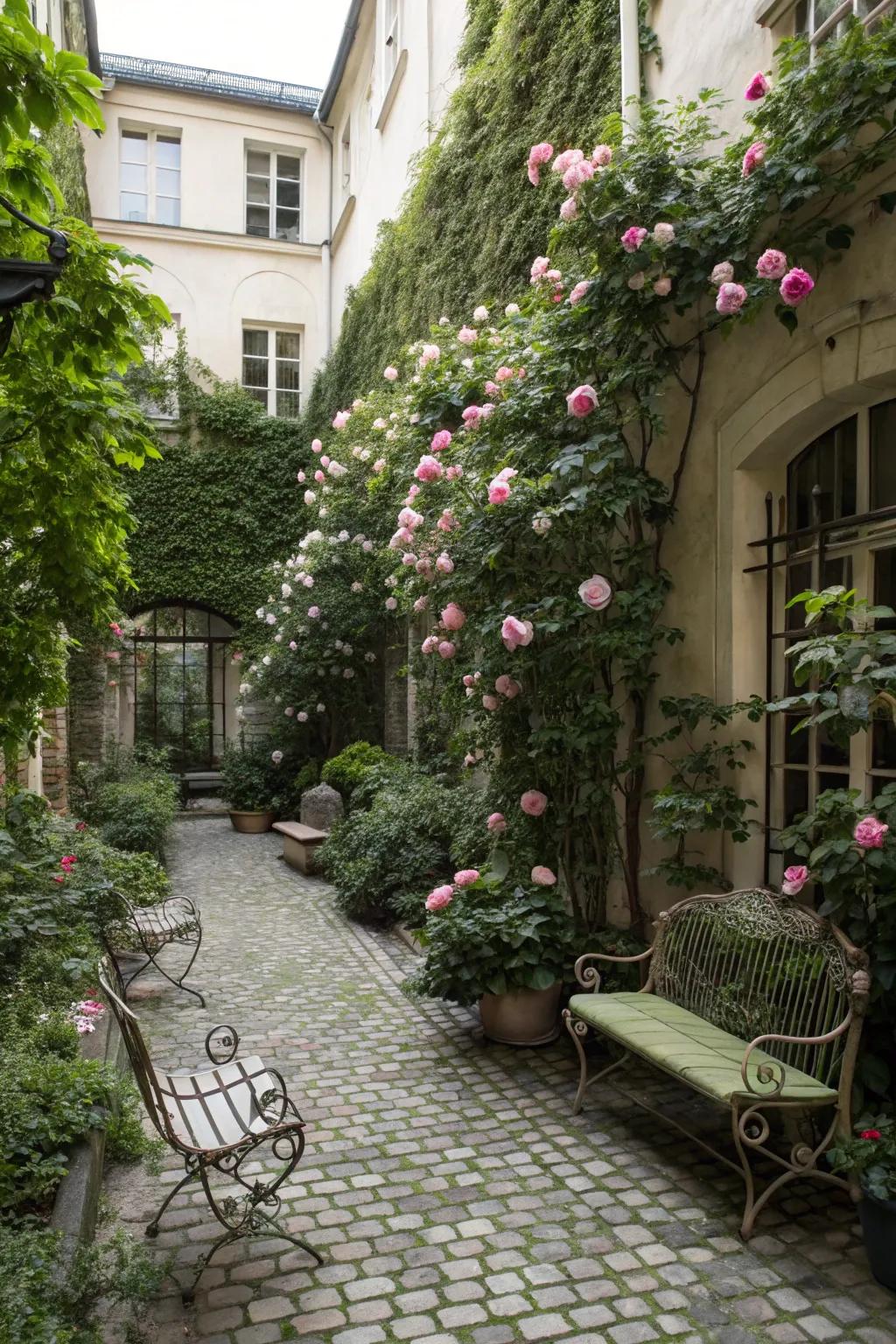 Courtyards provide intimate spaces within the garden.
