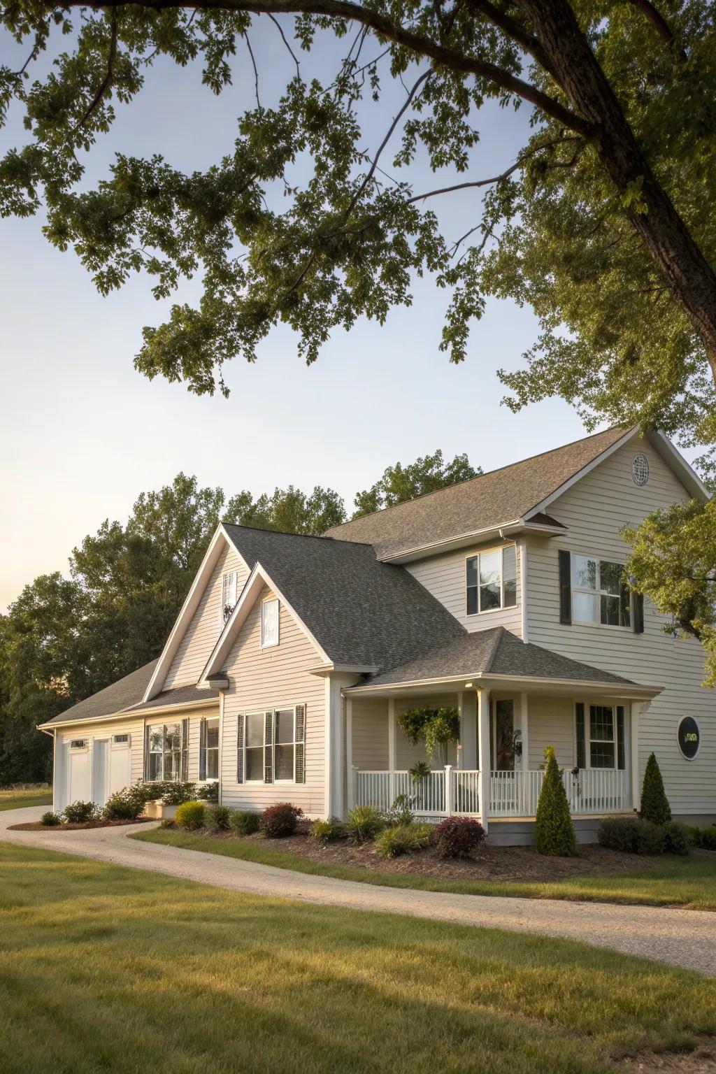 A traditional ranch home showcasing timeless horizontal vinyl siding.