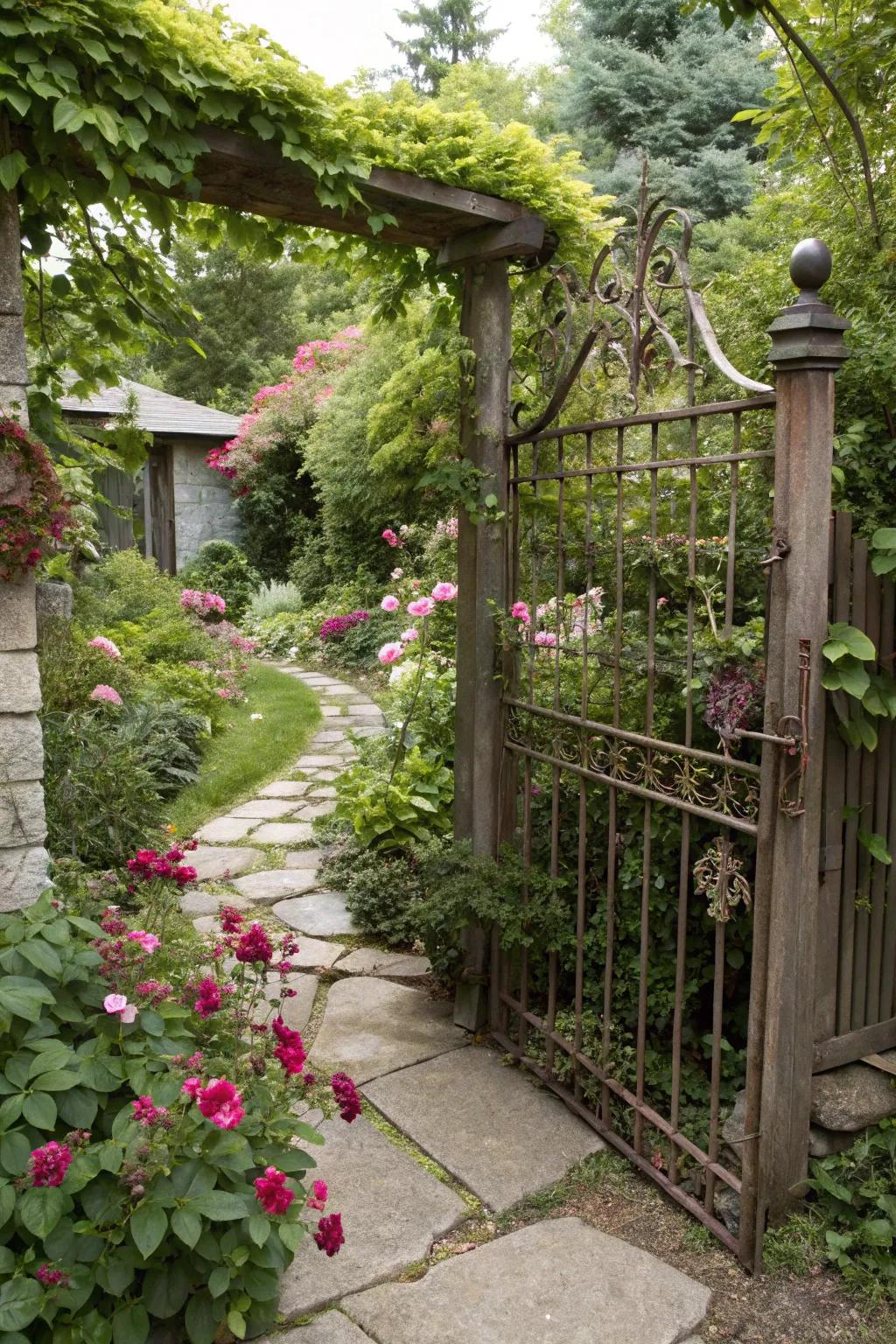 Antique hardware adds character and history to this charming gate.