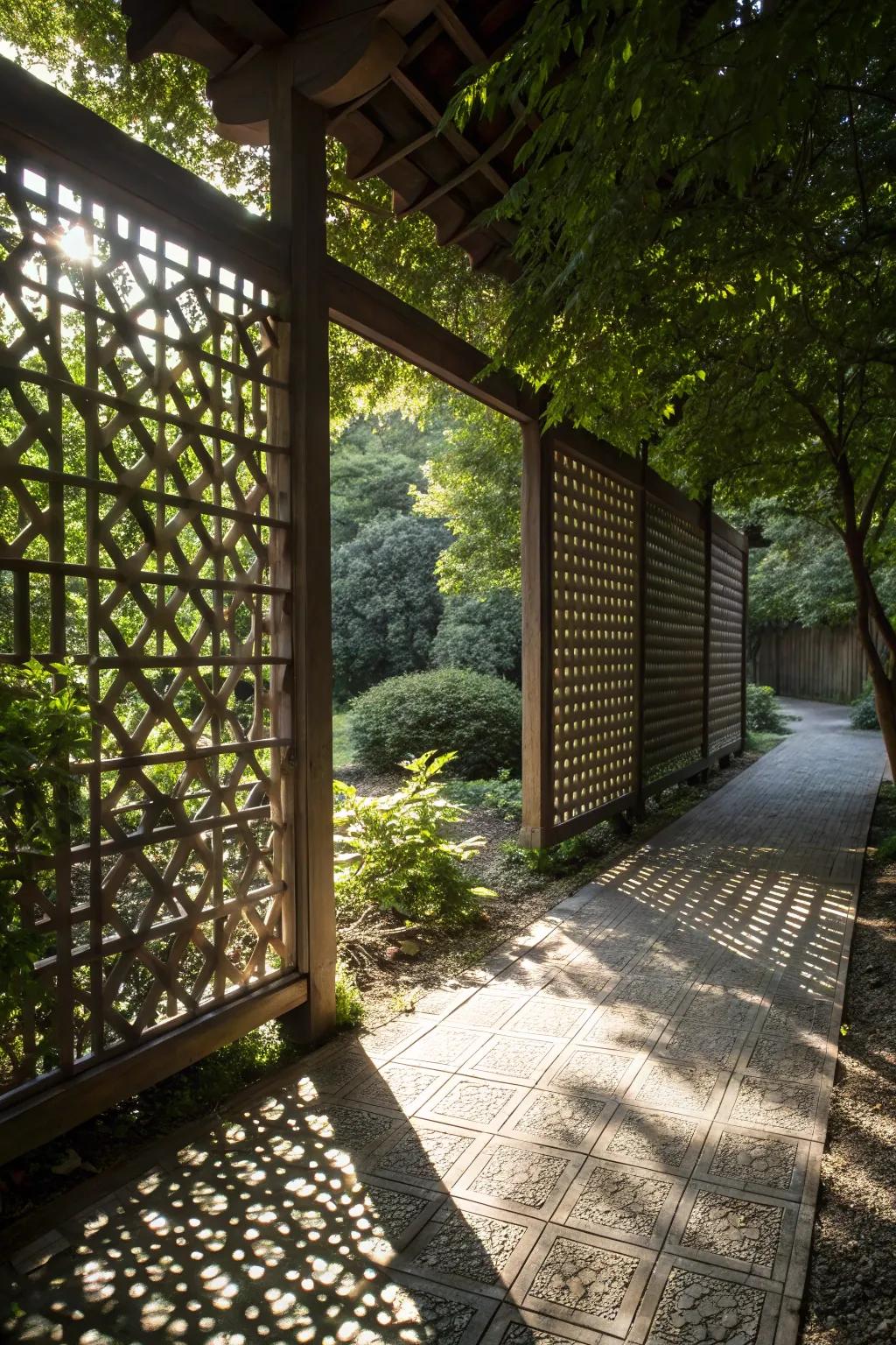 Dappled light enhancing the ambiance of a west-facing garden.