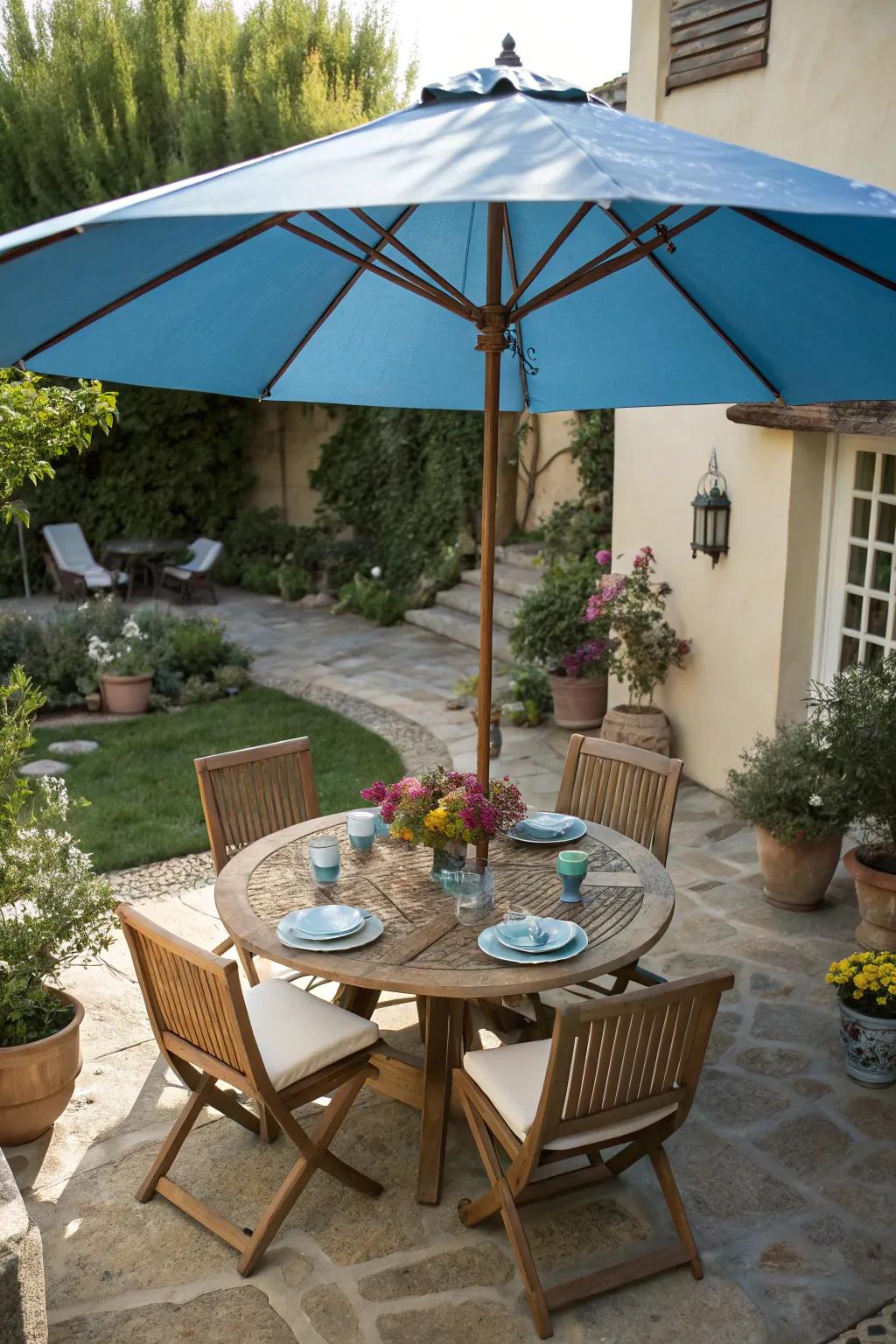 Parasols offer portable and chic shade solutions.