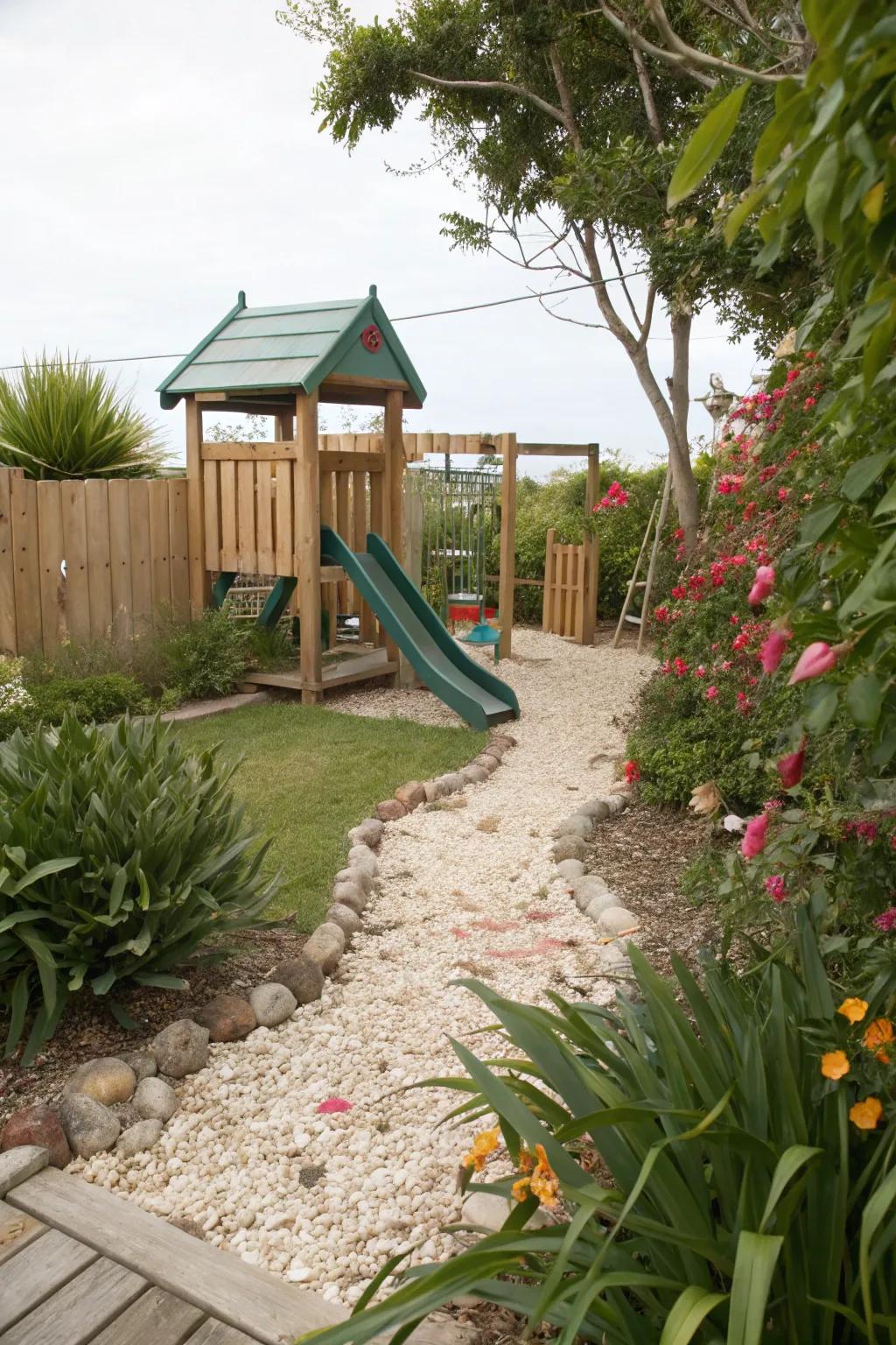 Crushed shells offer a unique and beachy surface option.