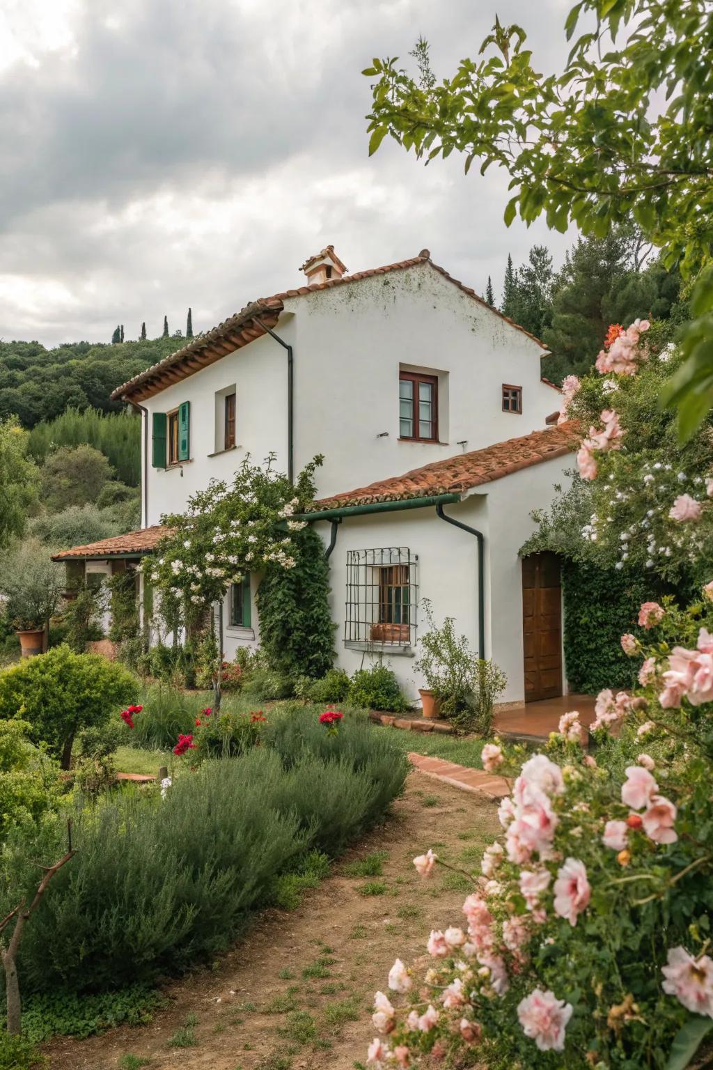 Earthy tones harmonize beautifully with a white exterior.