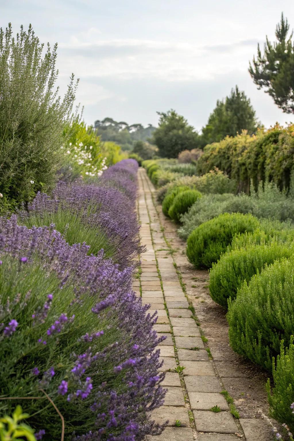 Fragrant herbs enhancing the sensory experience of the garden.