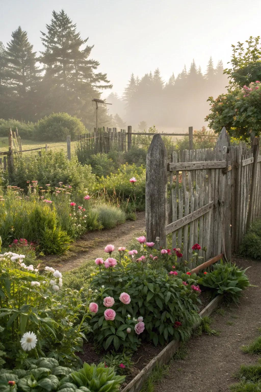Reclaimed wood fences offer eco-friendly charm and effective wind protection.