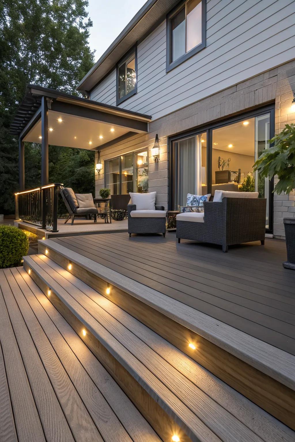 Vinyl decking offers a waterproof and stylish solution.