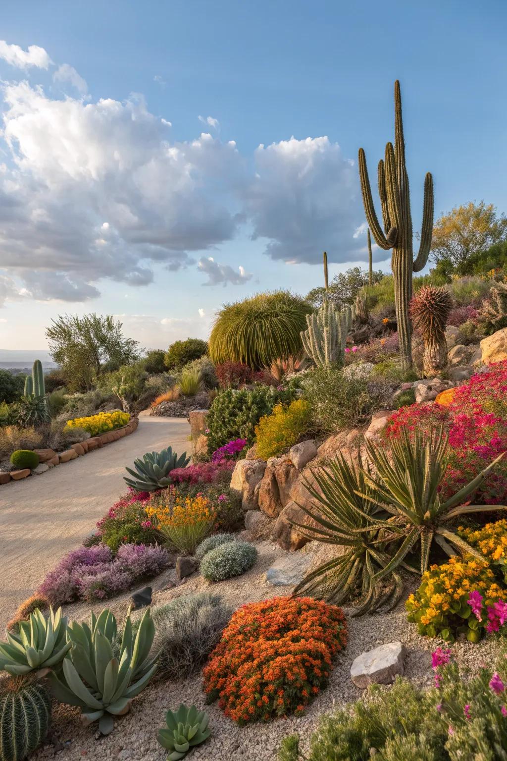 Maximalist gardens burst with color and texture, offering a rich visual experience.
