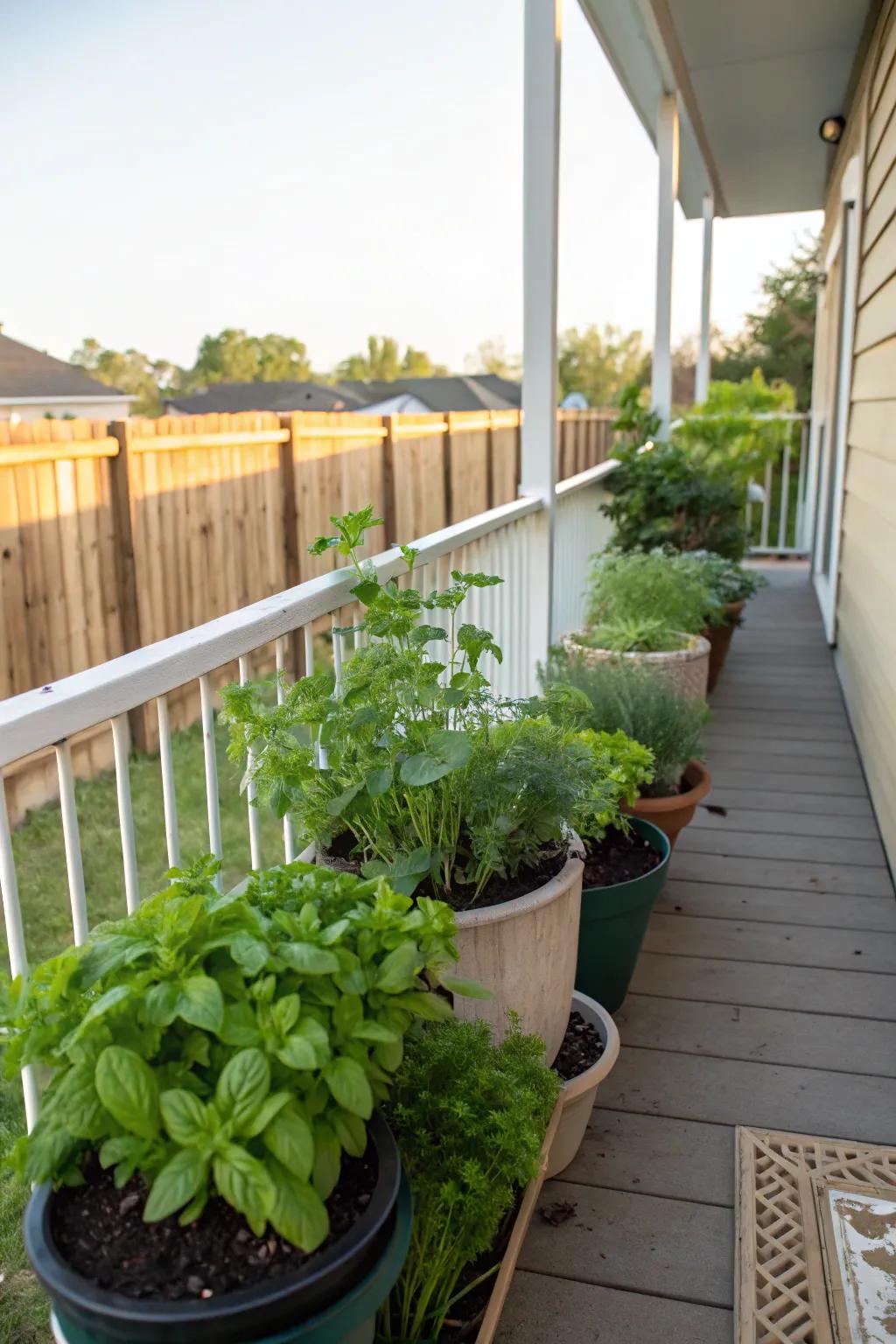 Herb gardens bring convenience and greenery to your porch.