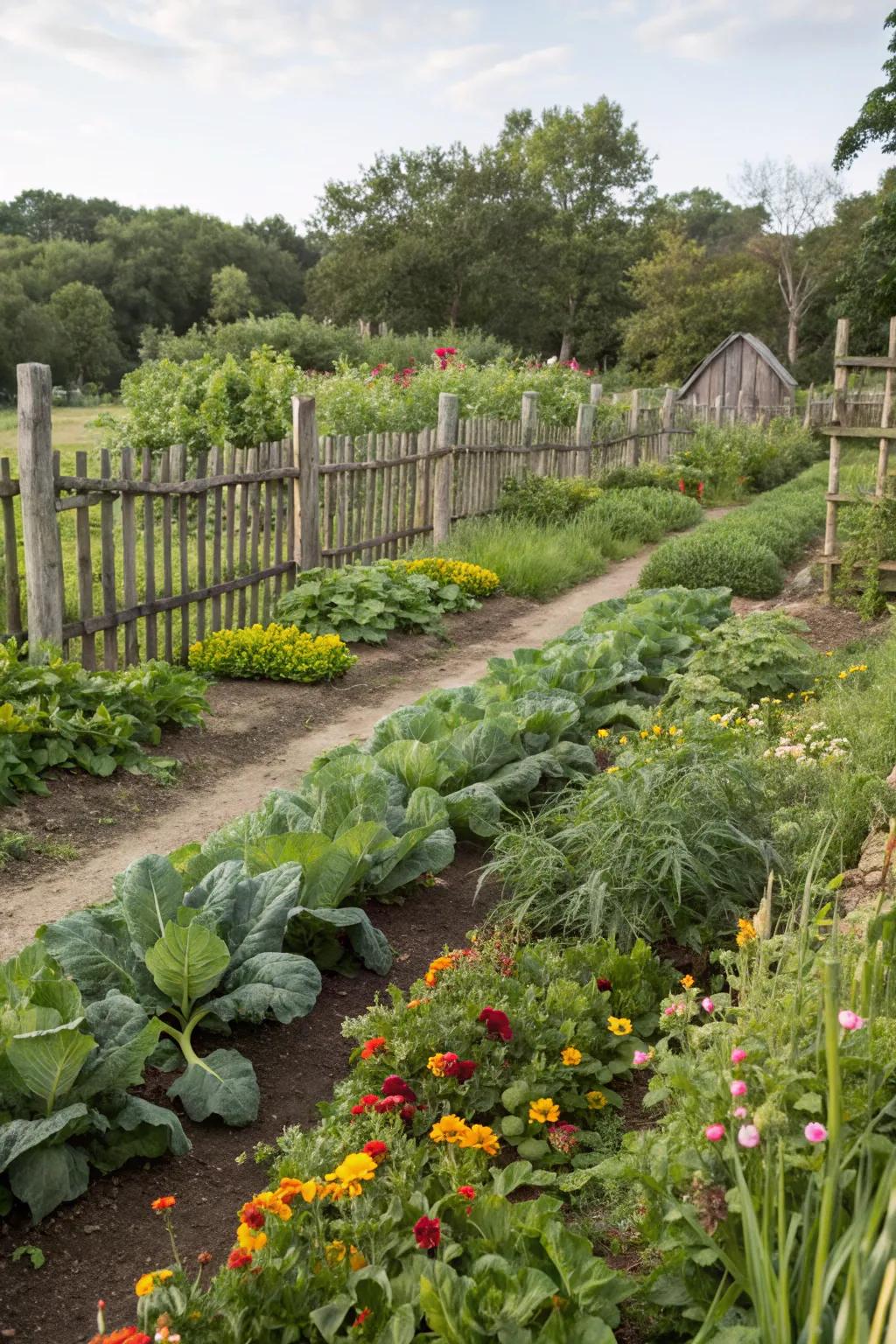 A thriving vegetable garden offers fresh produce and sustainable living.