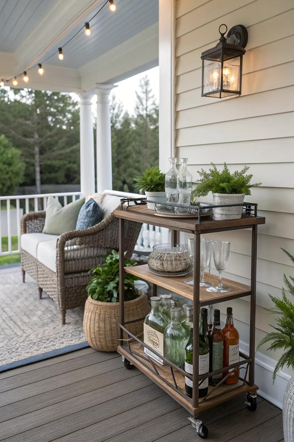 A mini bar makes your porch the perfect spot for gatherings.