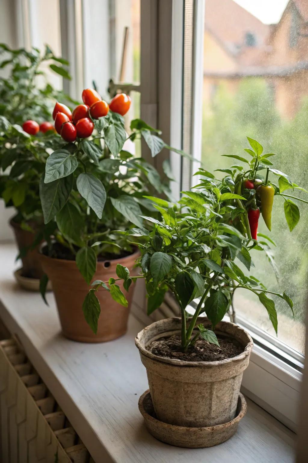 Harvest fresh produce right from your windowsill garden.