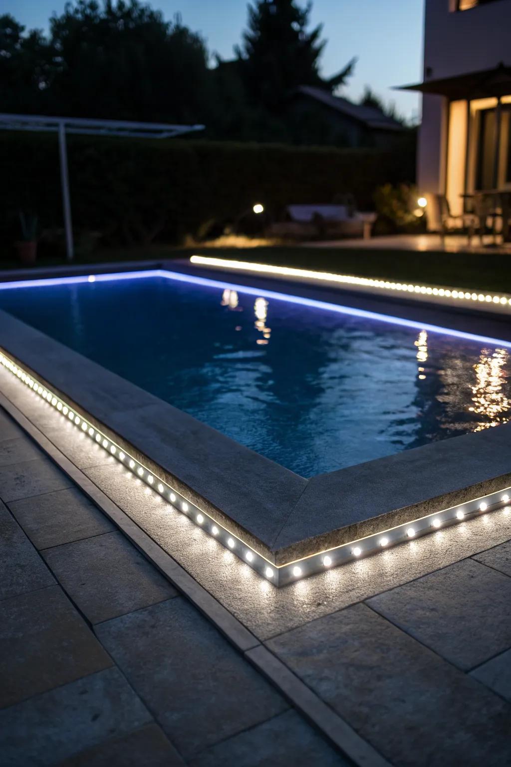 LED strip lighting enhances safety with a sleek and modern touch.