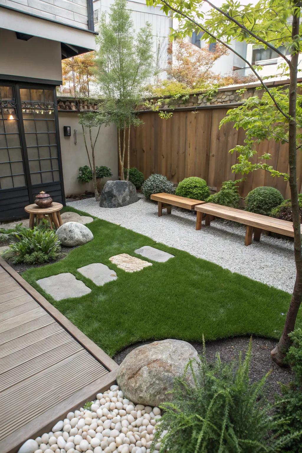 Find peace and tranquility in a zen garden setting.