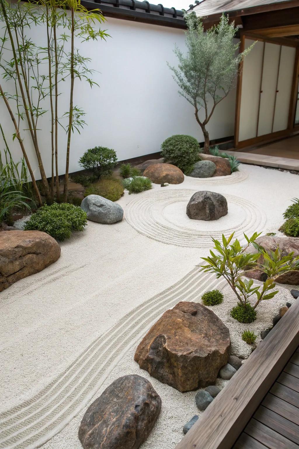 A Zen garden for peace and reflection.