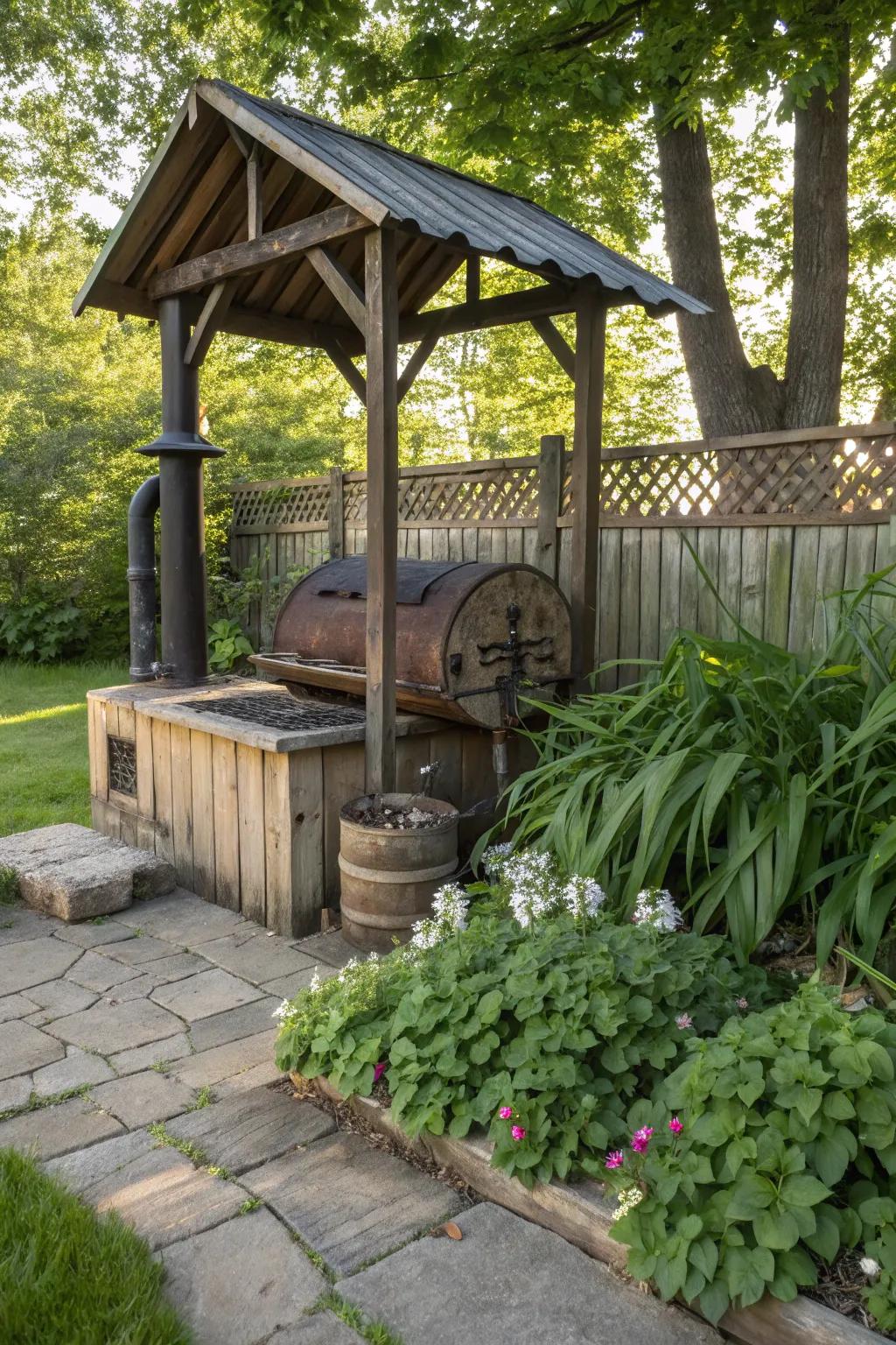 Blend rustic charm and industrial strength in your BBQ design.