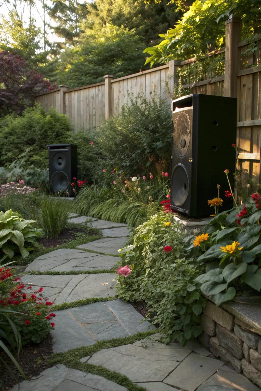 Outdoor speakers enhance the beach experience.