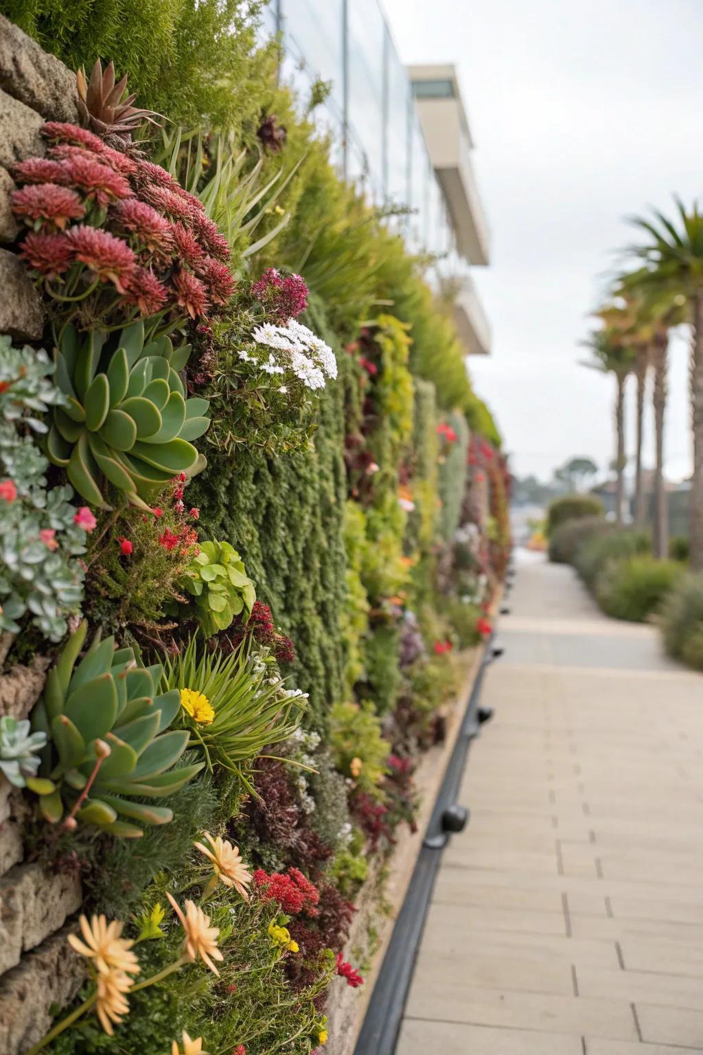 A vertical garden adds lush greenery without taking up much space.