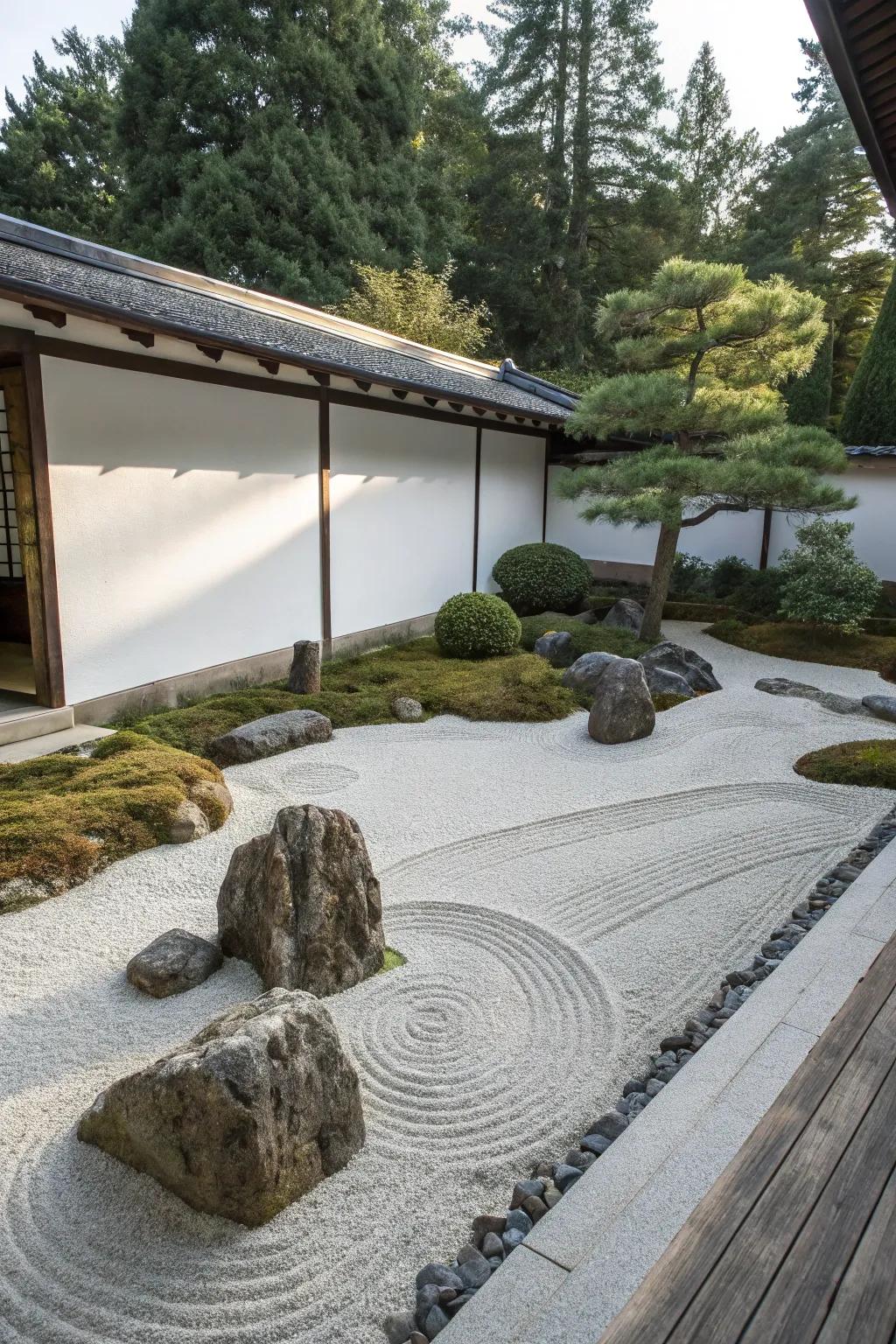A Zen garden provides a tranquil retreat in any backyard.