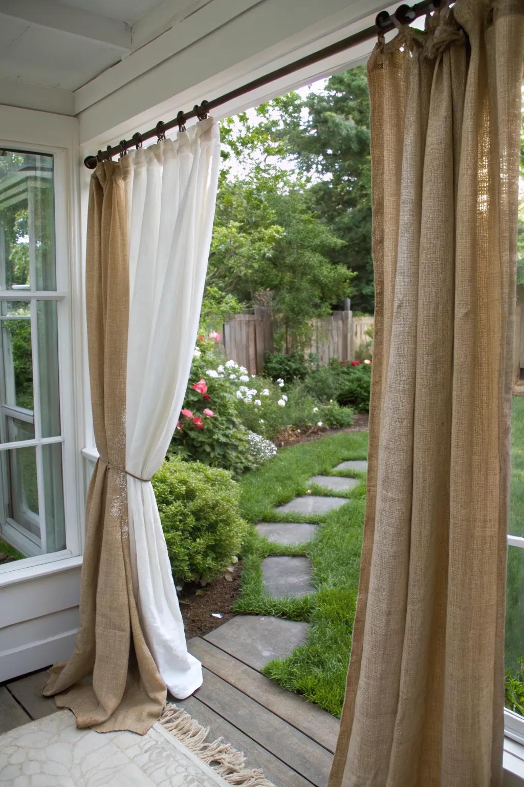 Create depth by mixing curtain textures.