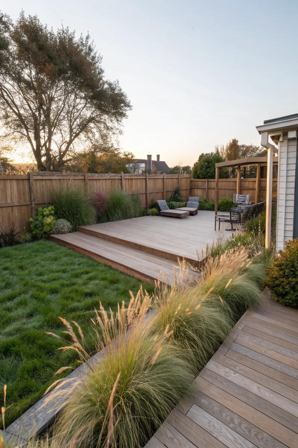 Natural borders create gentle transitions and reduce upkeep.