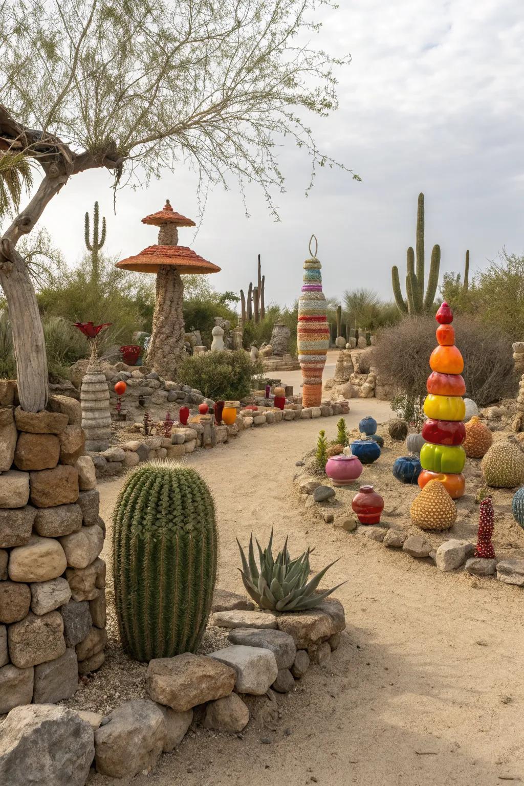 Whimsical art adds personality to your garden.
