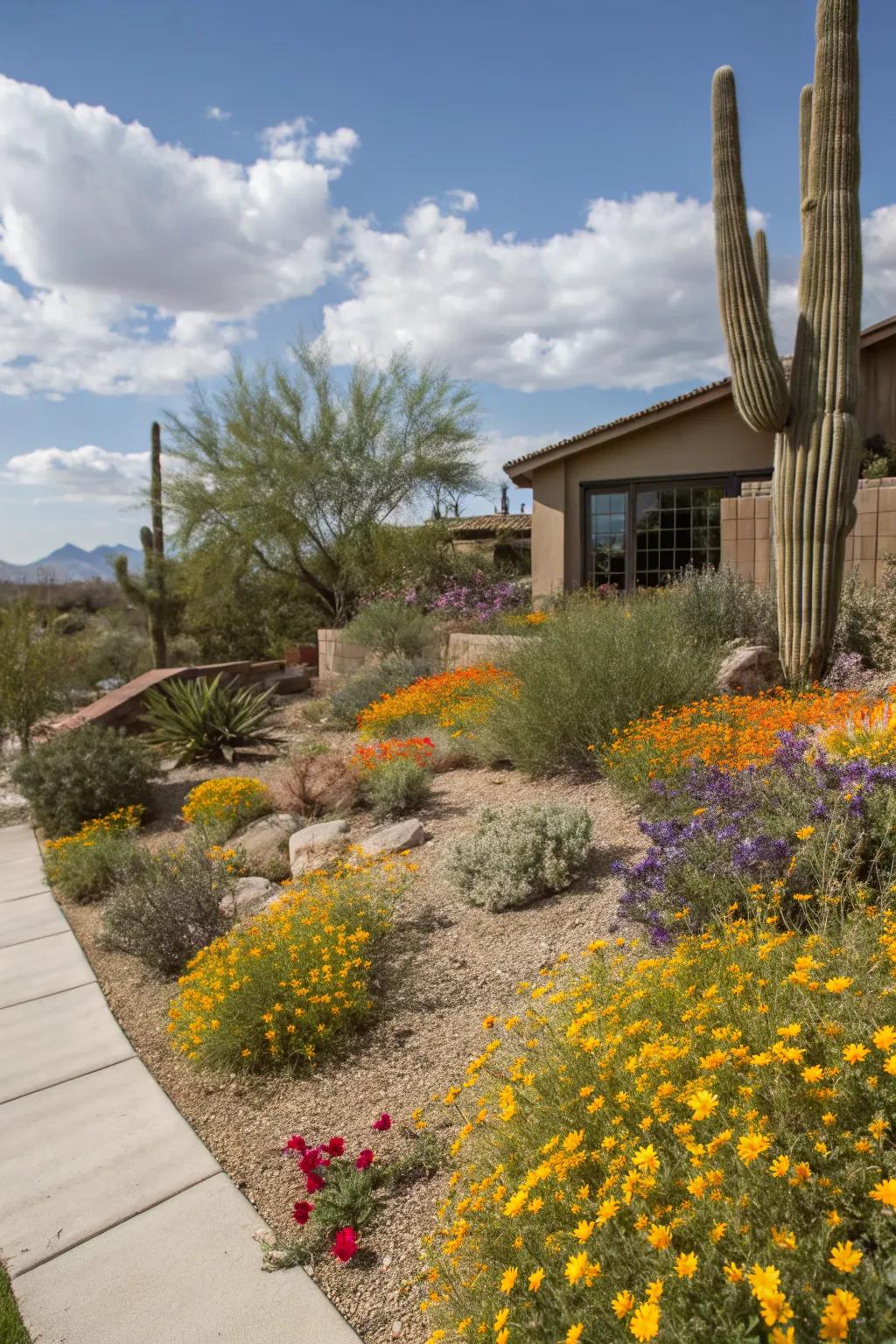 Wildflowers add vibrant color and attract pollinators.