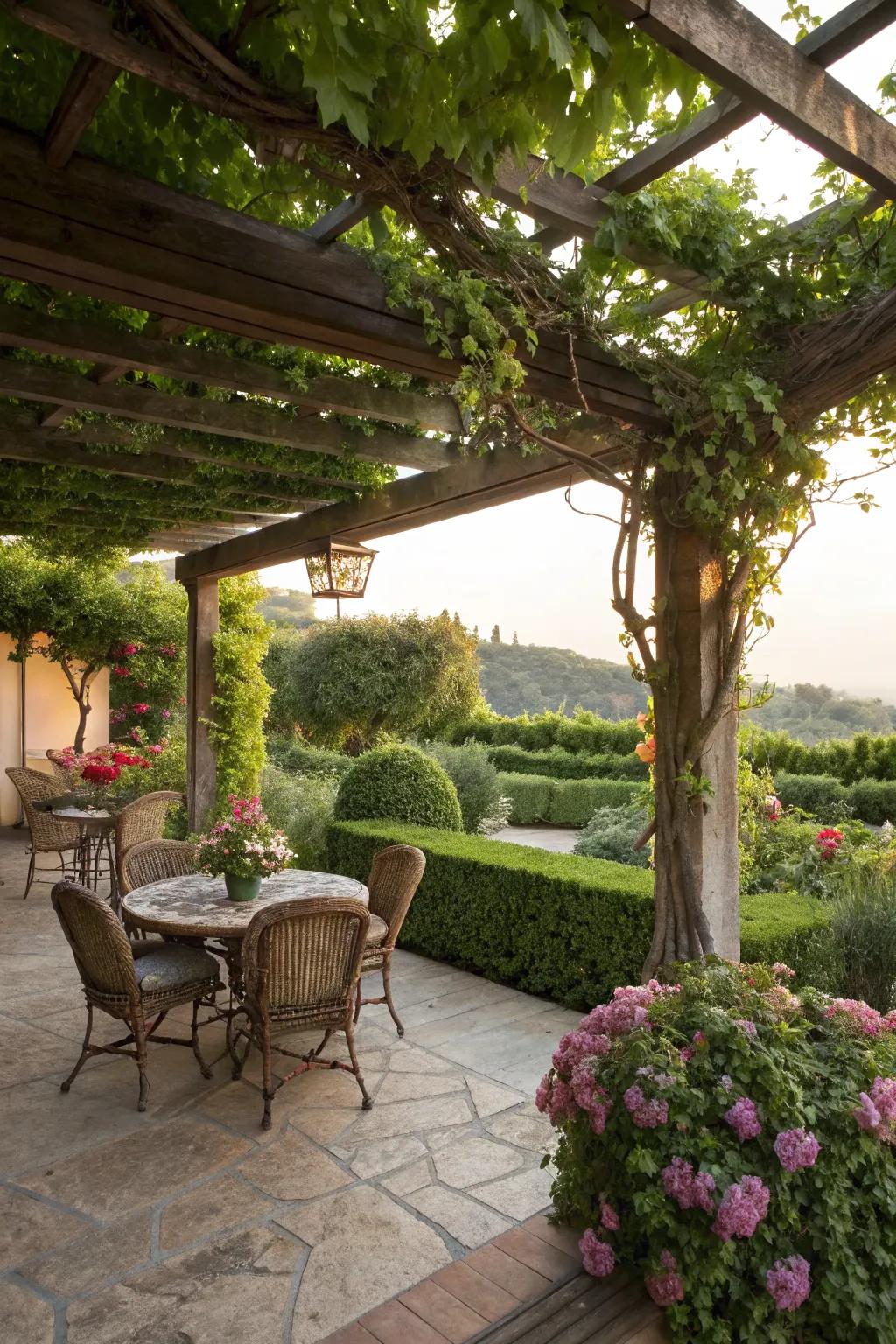 Enjoy stylish shade with a pergola on your patio.