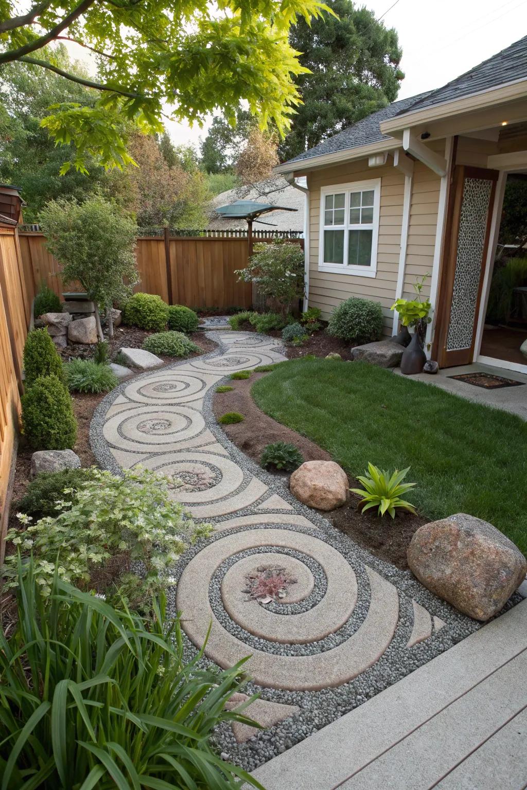 Artistic gravel patterns bring creativity and uniqueness to your yard.