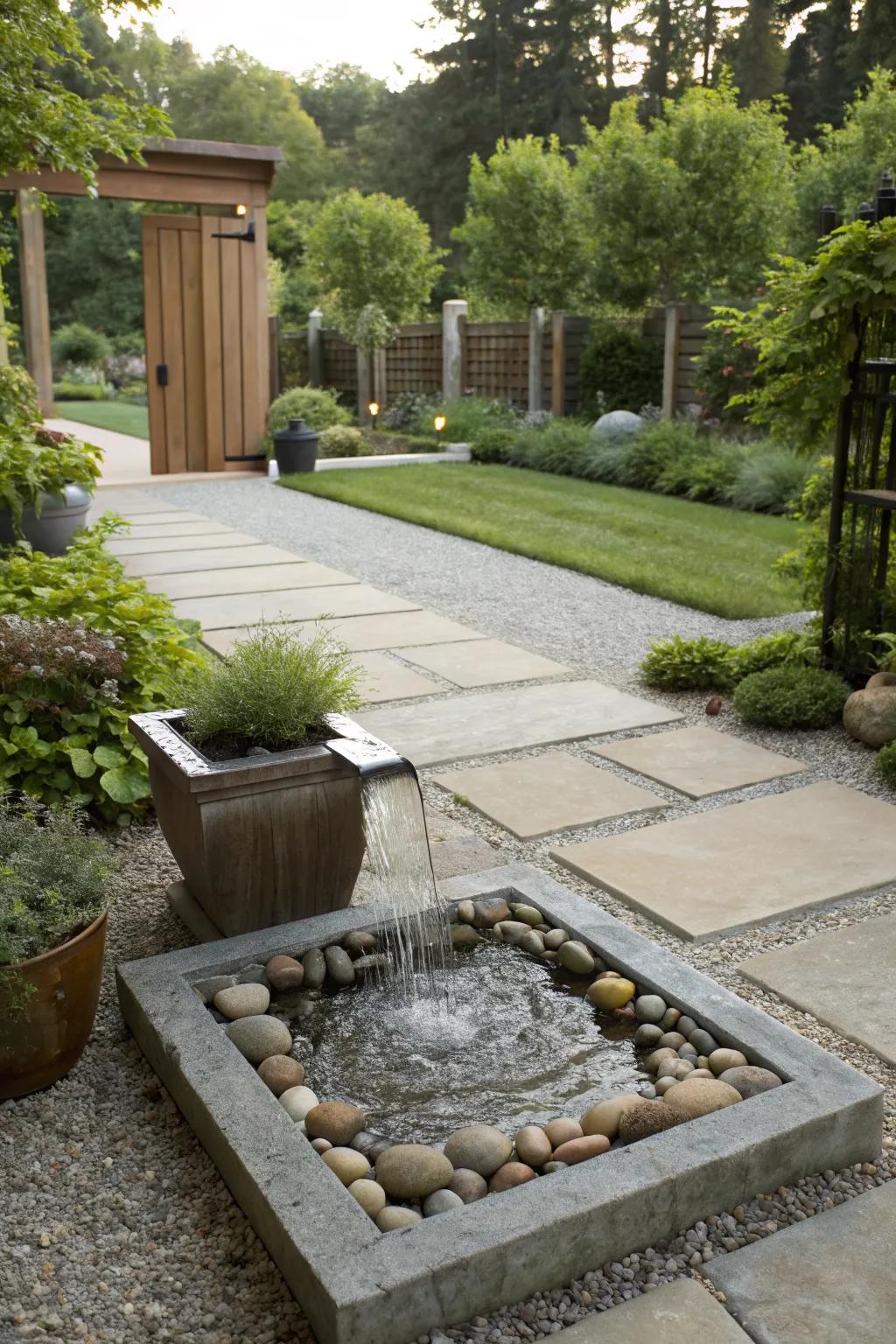 Enhance tranquility with modern water features.