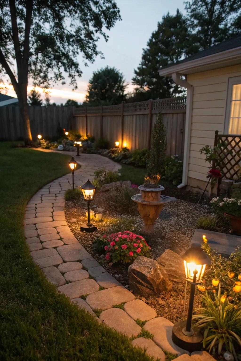 Eco-friendly lighting that enhances nighttime ambiance.