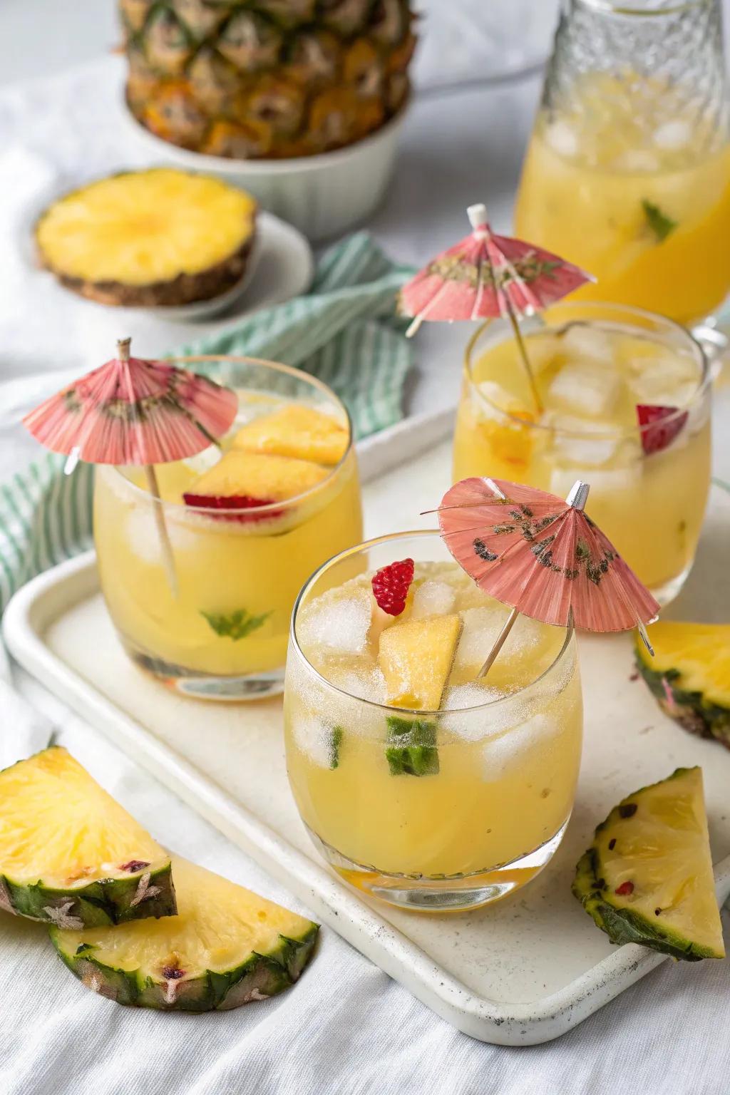 Pineapple-infused drinks offer a refreshing taste of the tropics.